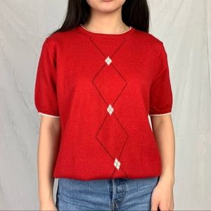 tabi large red argyle knit tee